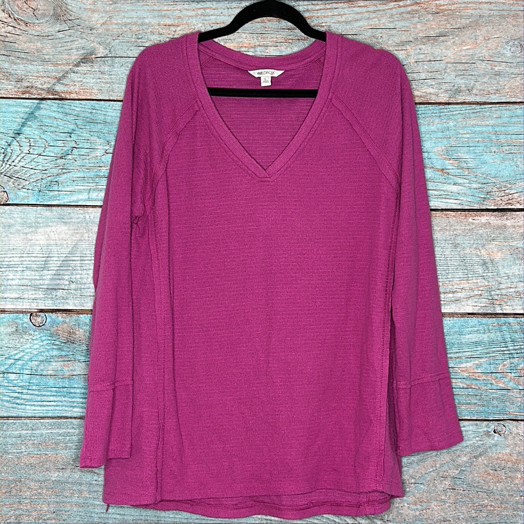 Wild Fox Purple Sweater Vneck Soft Size Large